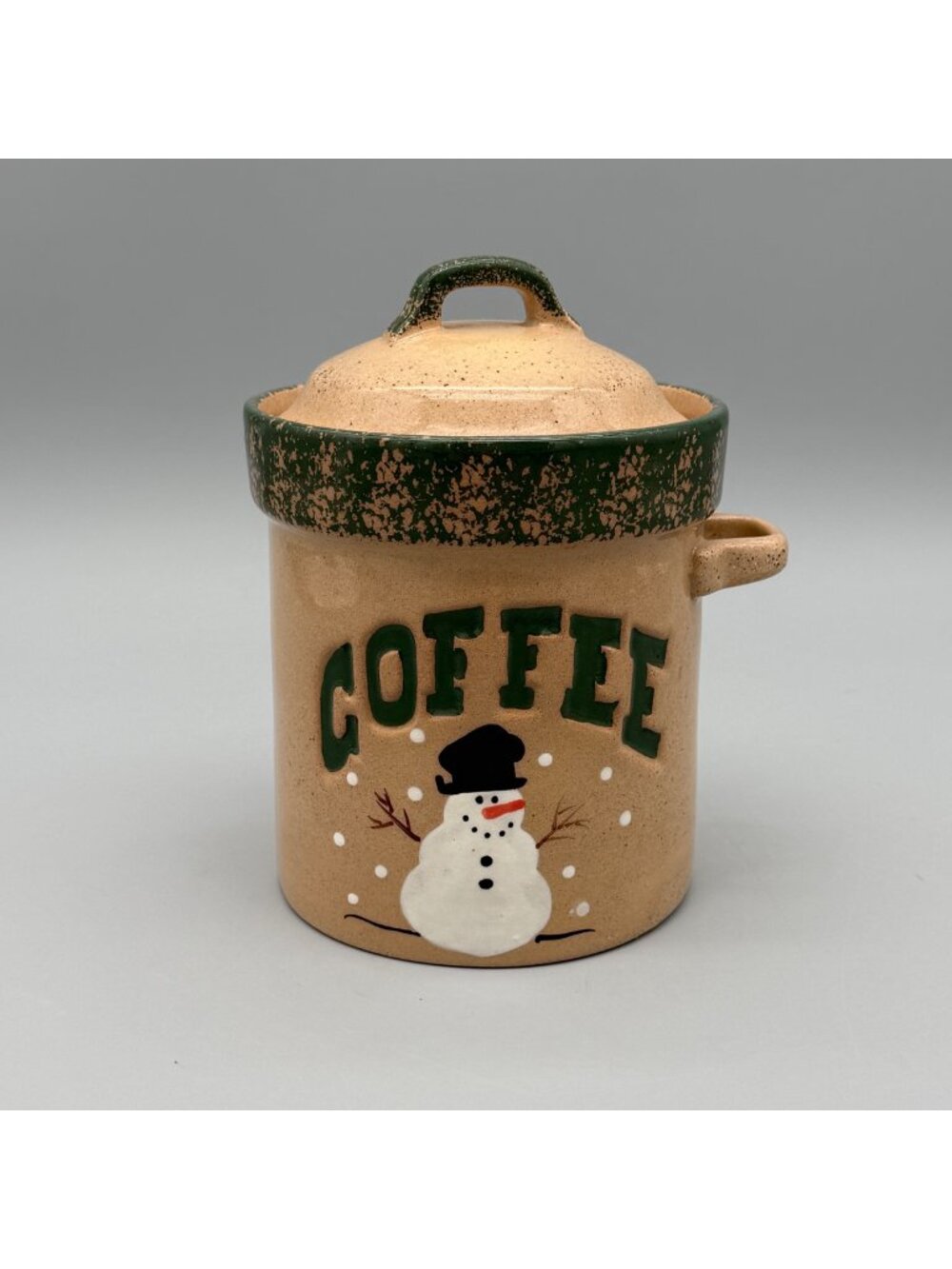 Americas Pottery Coffee Canister 5.5" Snowman Design Zanesville OH 2002 Ceramic